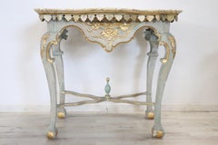 19th Century Italian Baroque Style Gilded and Lacquered Wood Console Table