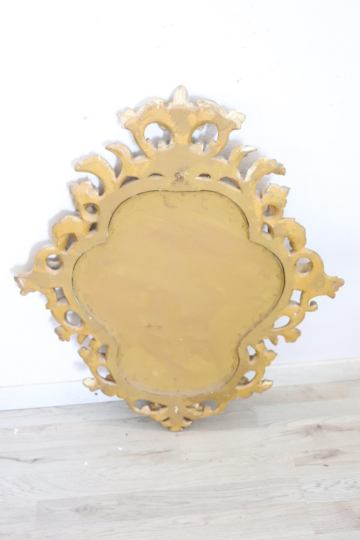 20th Century Italian Baroque Style Gilded Carved Wood Wall Mirror with Candle 5