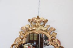 20th Century Italian Baroque Style Gilded Carved Wood Wall Mirror with Candle