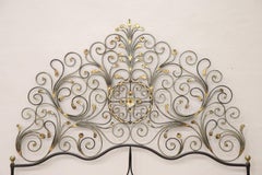 20th Century Italian Baroque Style Gilded Wrought Iron Headboard