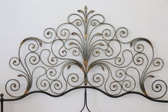 20th Century Italian Baroque Style Gilded Wrought Iron Headboard