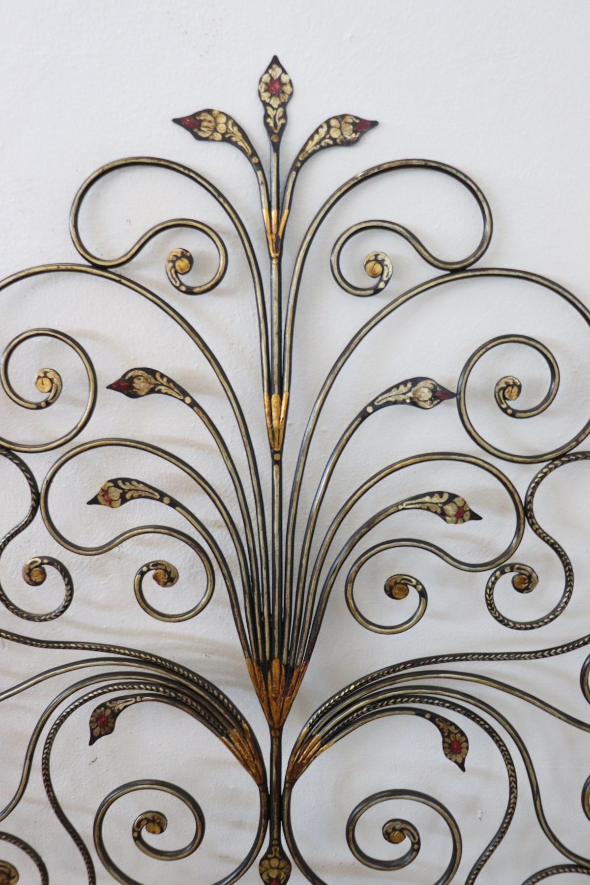 Louis XIV 20th Century Italian Baroque Style Gilded Wrought Iron Headboard