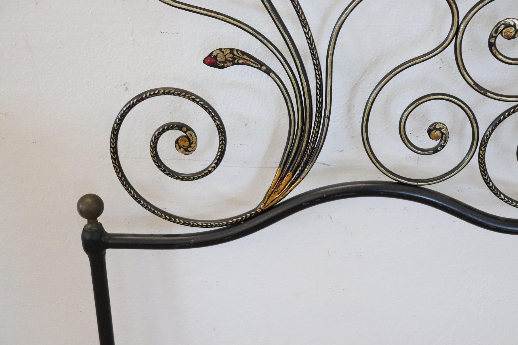 Gilt 20th Century Italian Baroque Style Gilded Wrought Iron Headboard