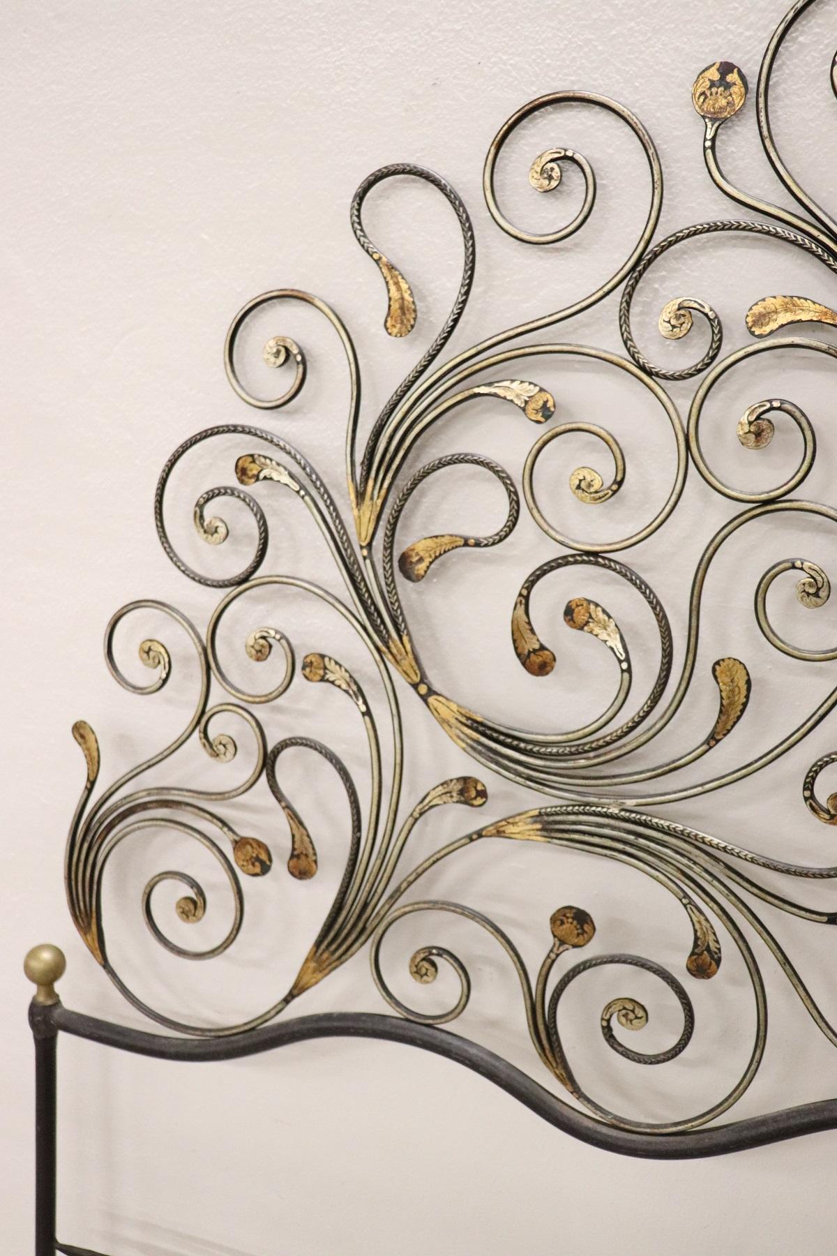 Louis XIV 20th Century Italian Baroque Style Gilded Wrought Iron Headboard