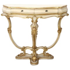 20th Century Italian Baroque Style Lacquered and Golden Console Table