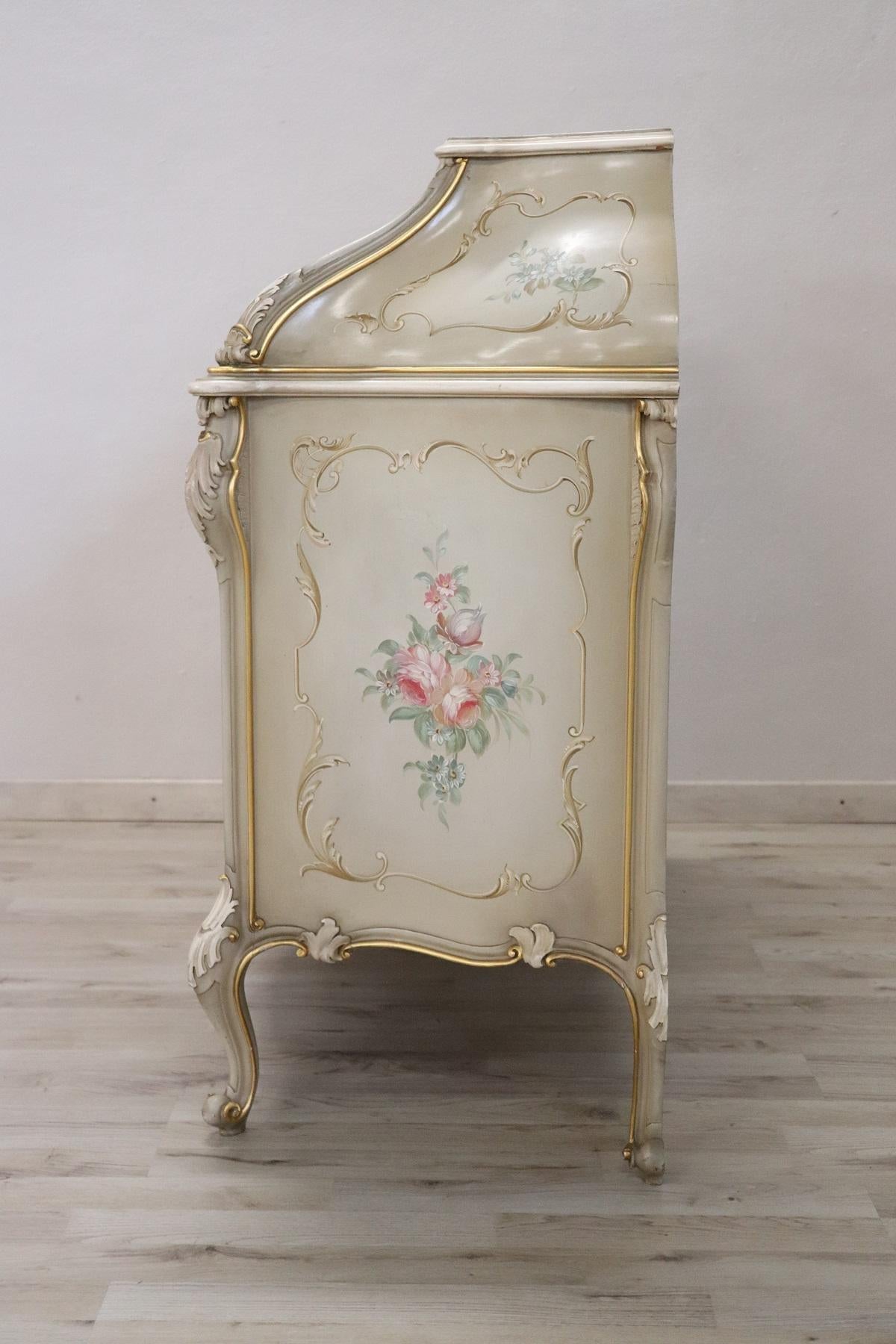 20th Century Italian Baroque Style Lacquered Chest of Drawers with Secretaire 1