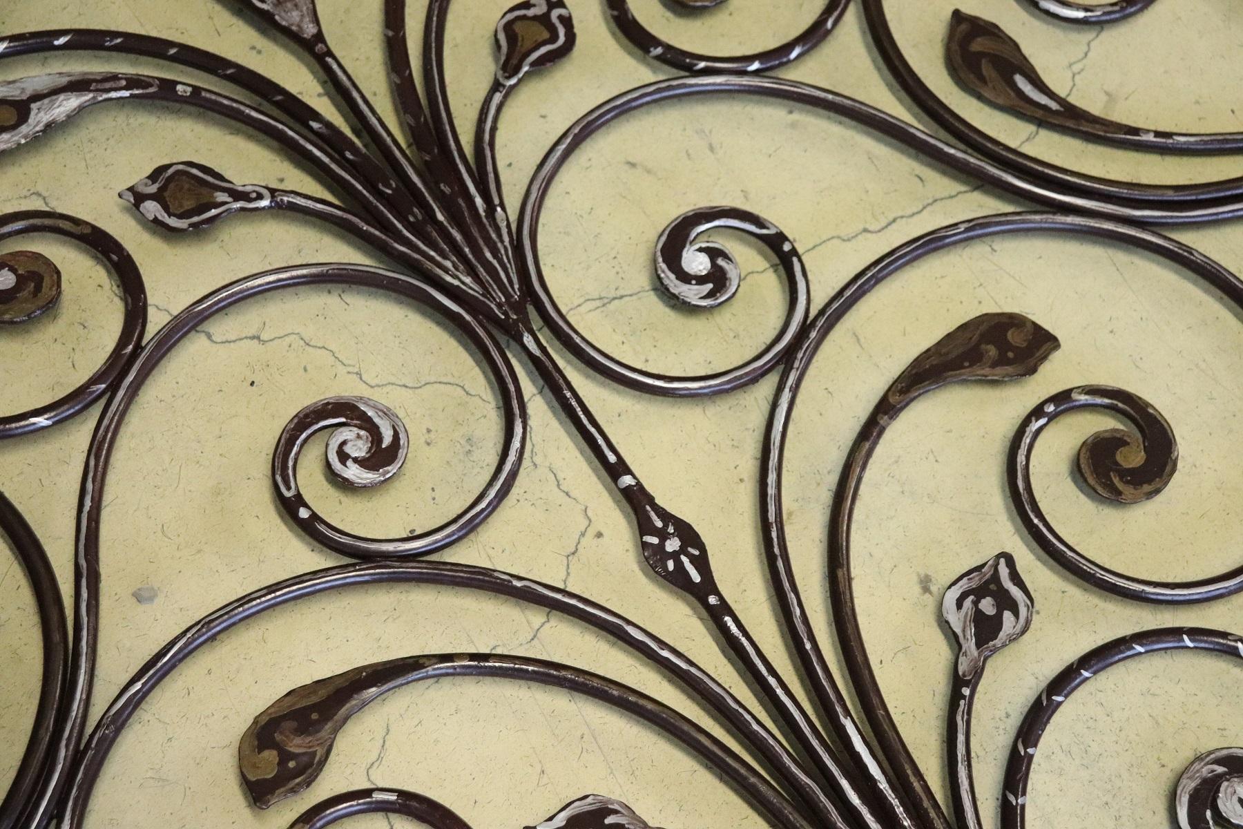20th Century Italian Baroque Style Silvered Wrought Iron Headboard 1