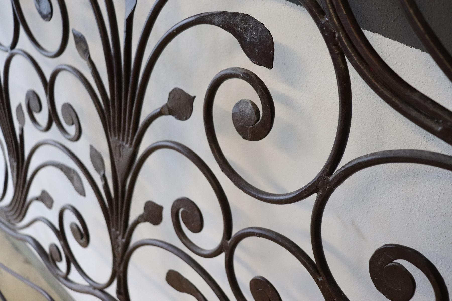 20th Century Italian Baroque Style Silvered Wrought Iron Headboard 3