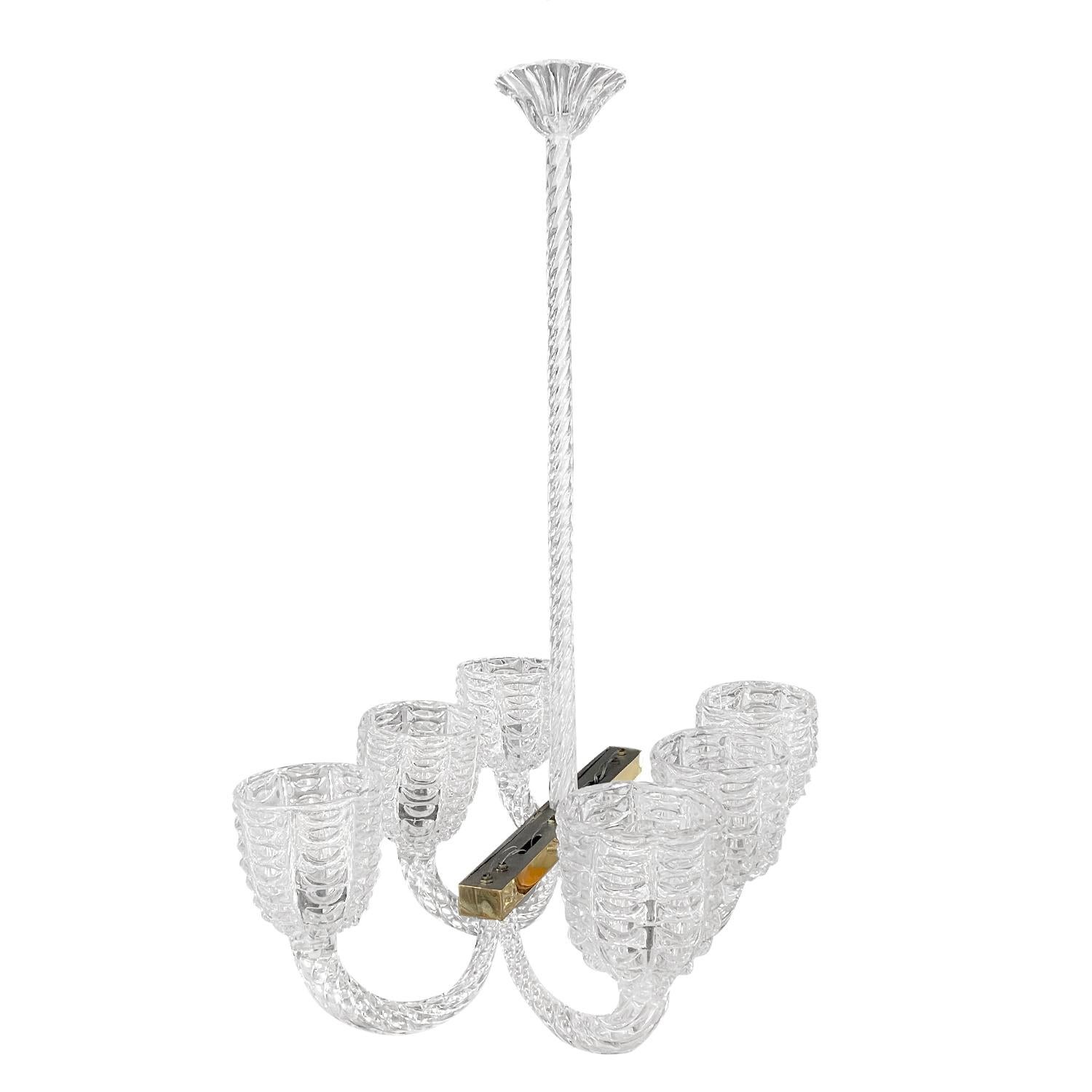 Fait main Lampe à suspension italienne du XXe siècle en verre de Murano Barovier & Toso par Ercole Barovier en vente