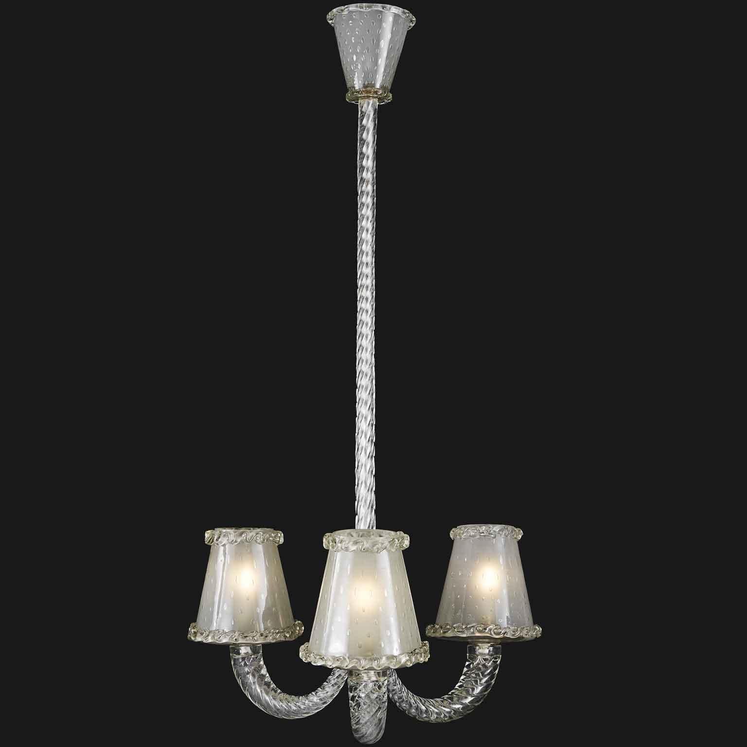 Hand-Crafted 20th Century Italian Barovier Toso Venetian Murano Glass Art Deco Chandelier For Sale