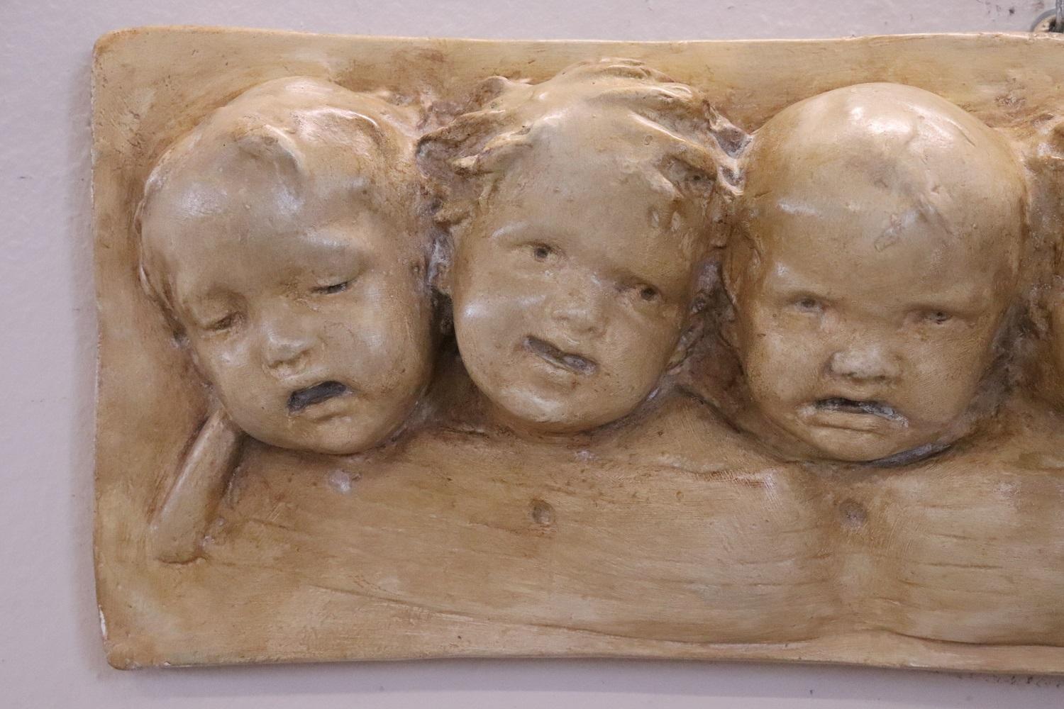 20th Century Italian Bas-Relief Sculpture in Painted Plaster In Excellent Condition In Casale Monferrato, IT