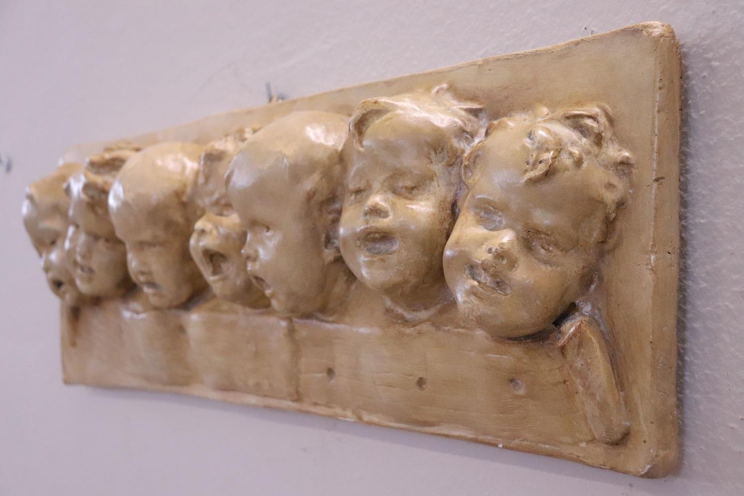 Late 20th Century 20th Century Italian Bas-Relief Sculpture in Painted Plaster For Sale