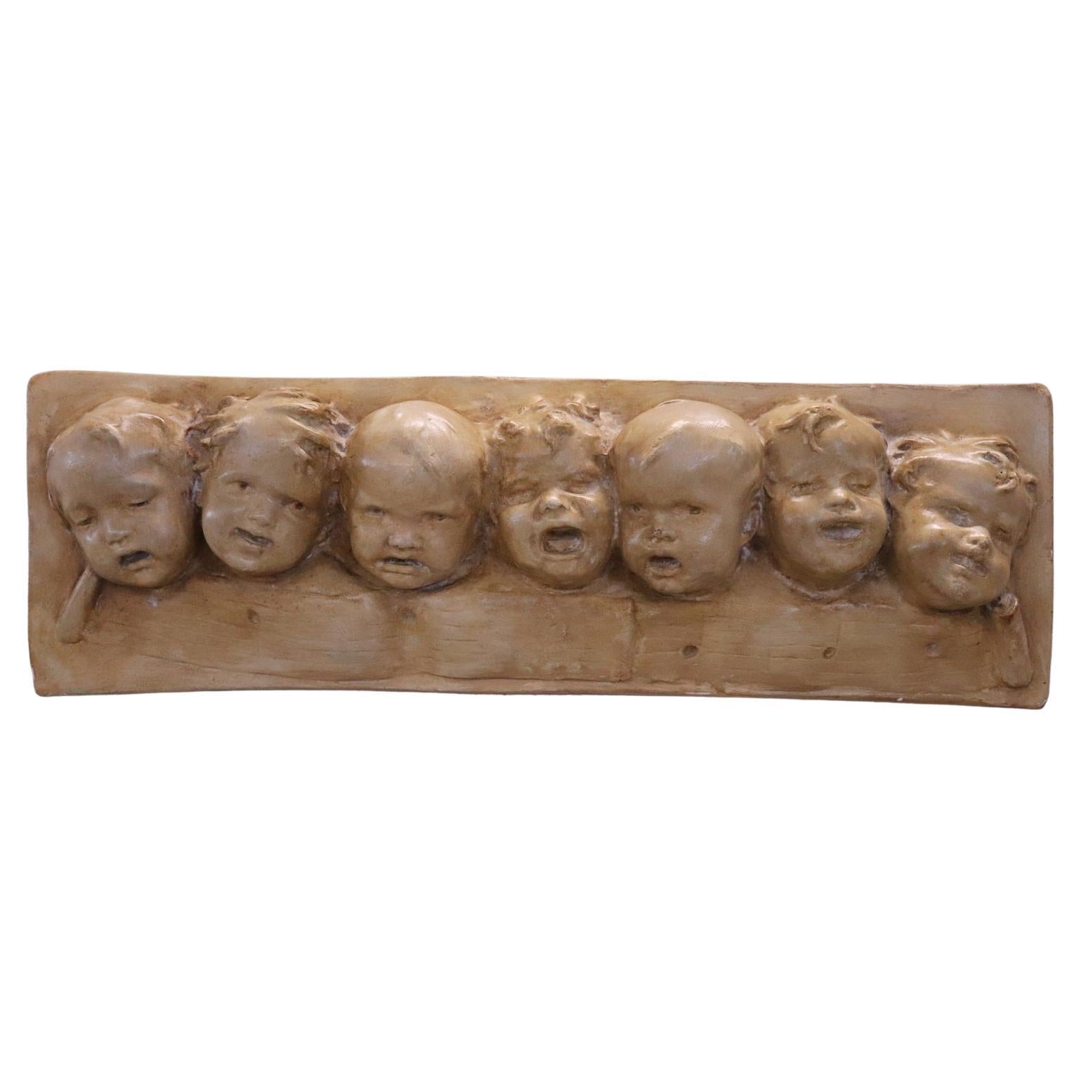 20th Century Italian Bas-Relief Sculpture in Painted Plaster For Sale