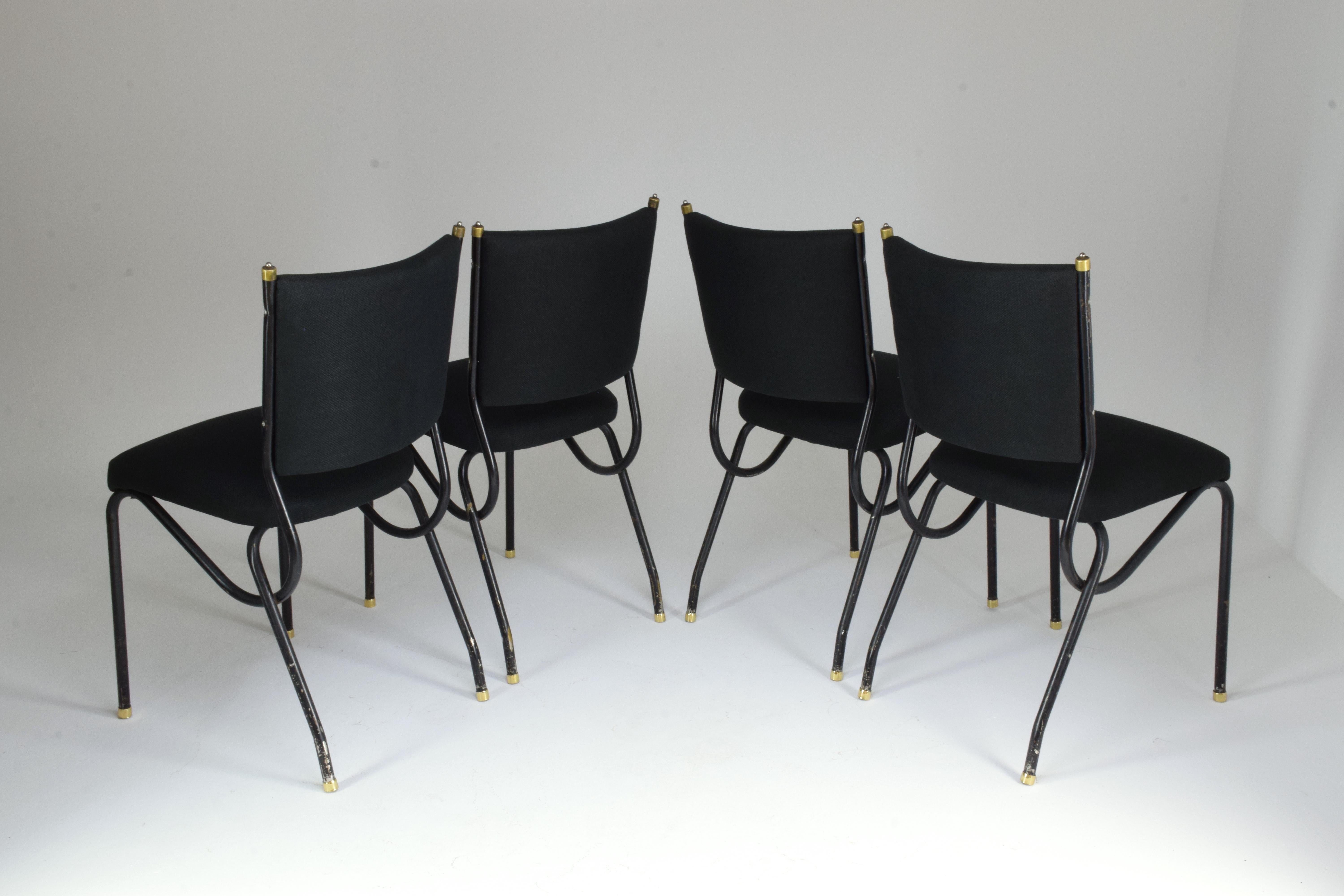 20th Century Italian BBPR Style Dining Chairs, Set of 4, 1950s In Good Condition In Paris, FR