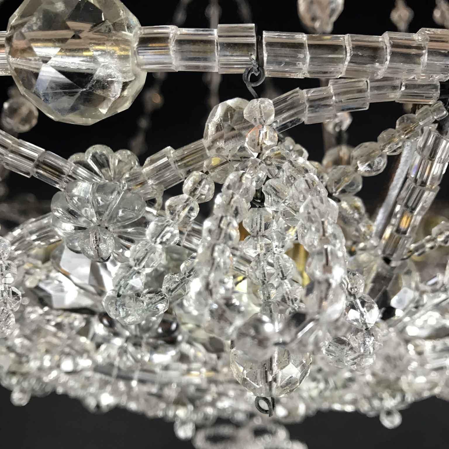 20th Century Italian Beaded Crystal Flush Mount Umbrella Chandelier  11