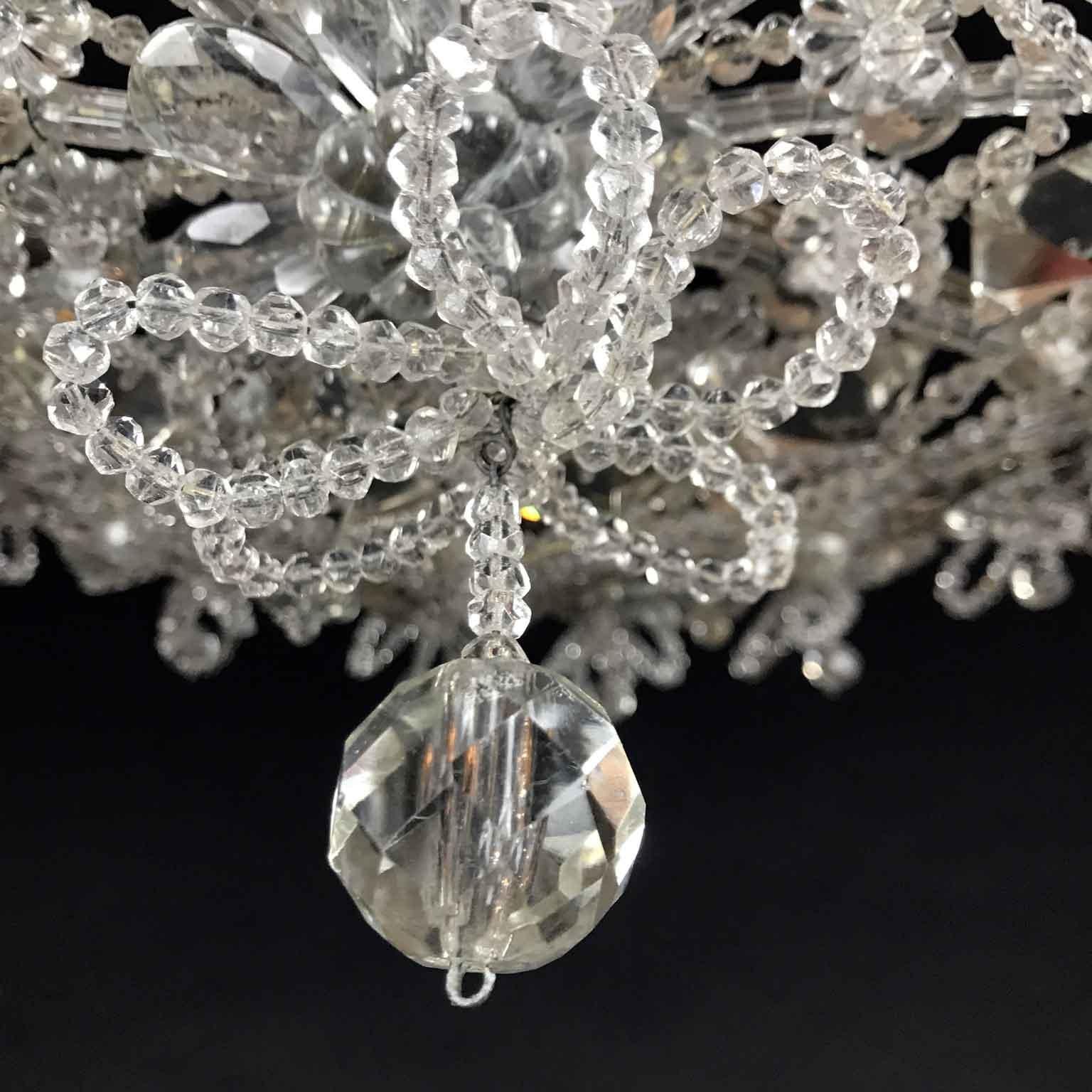 20th Century Italian Beaded Crystal Flush Mount Umbrella Chandelier  5