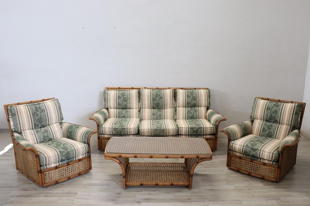 20th Century Italian Beech Living Room Set or Salon Suite with Wien Straw 14