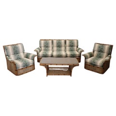 20th Century Italian Beech Living Room Set or Salon Suite with Wien Straw