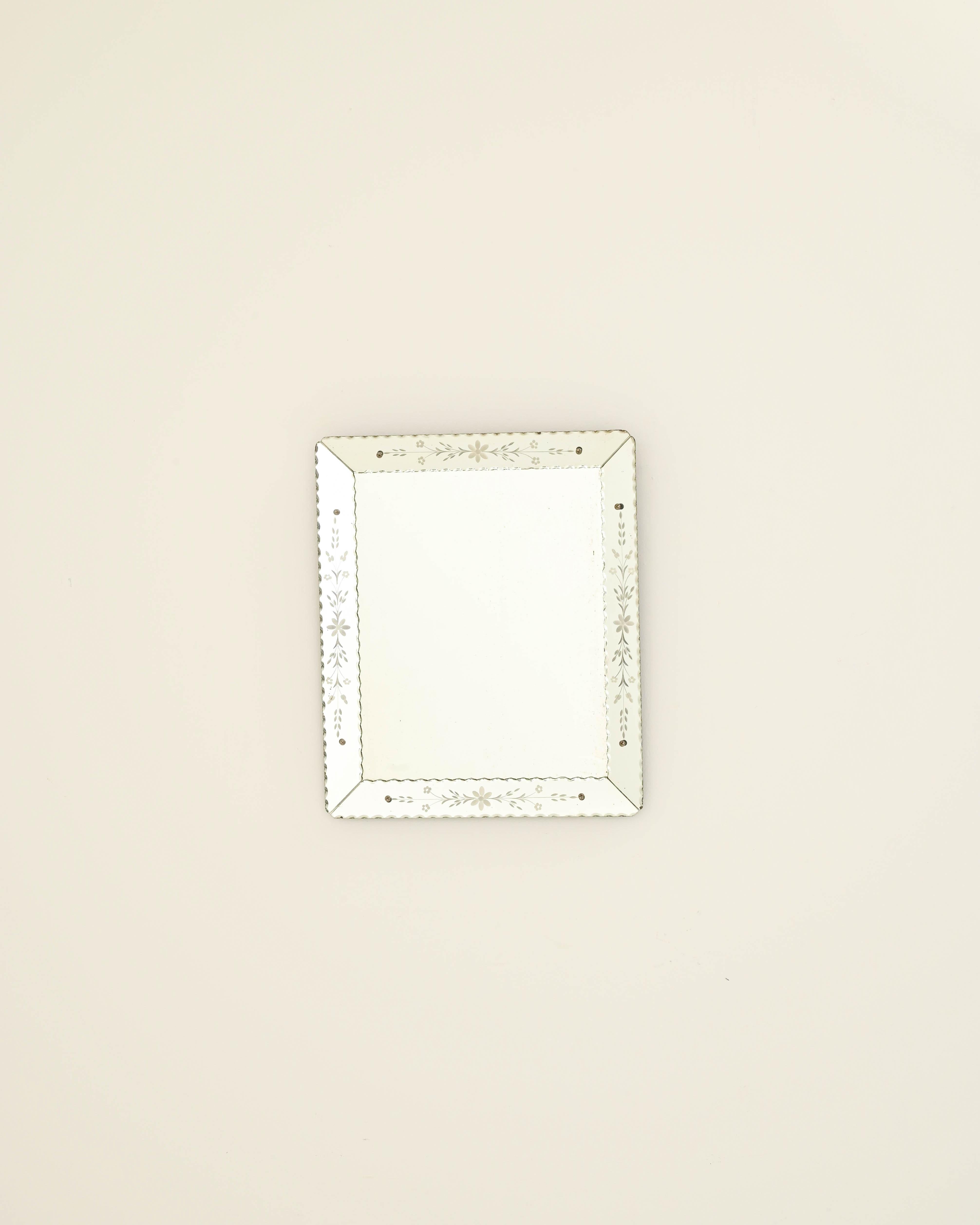 A keenly stylish design gives this vintage mirror a timeless glamor. Made in Italy in the 20th century, the bold minimalism and sleek unity of the composition showcase the sophistication of the ‘Bel Design’ movement. The rectangular mirror is