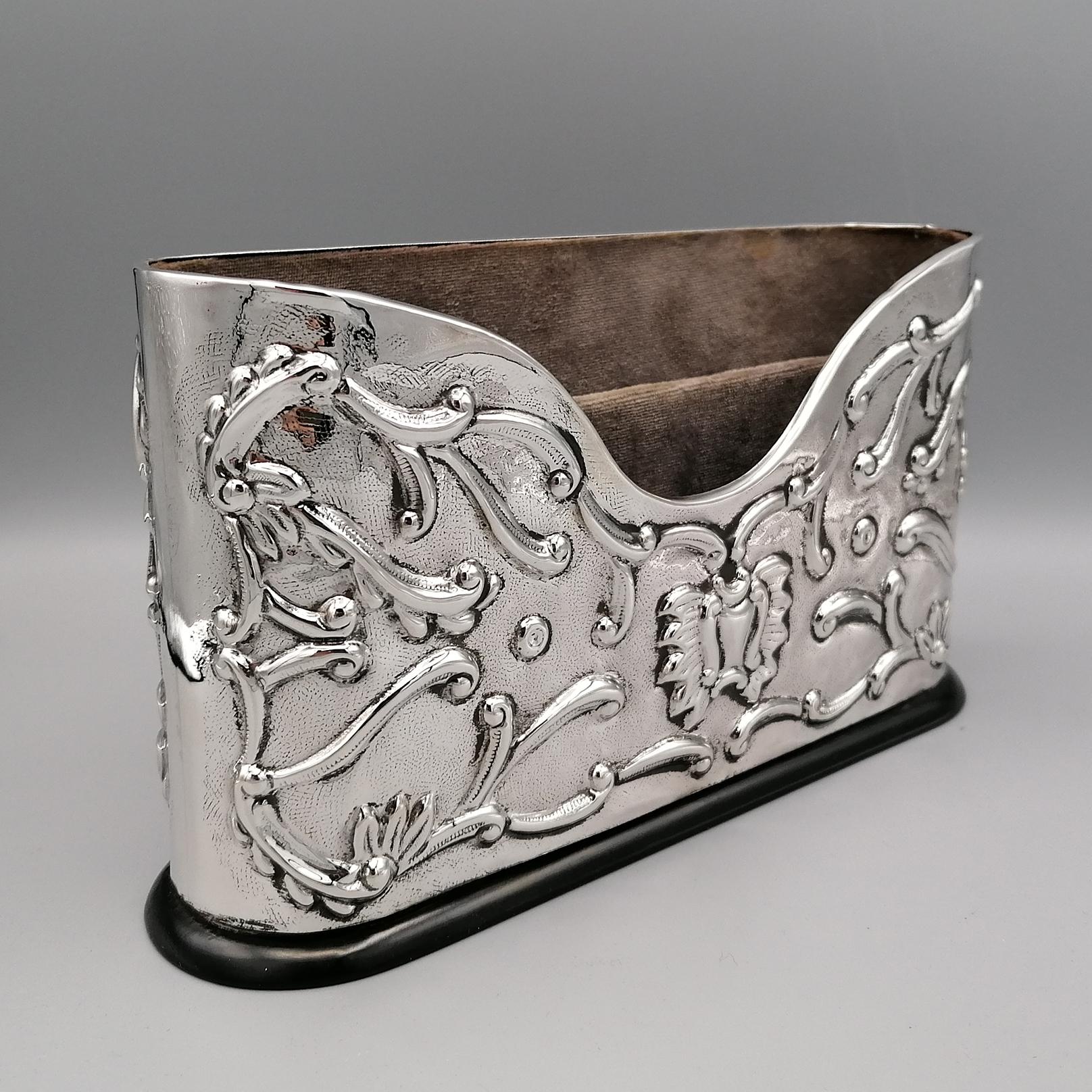 Baroque 20th Century Italian Big Sterling Silver Envelope Holder