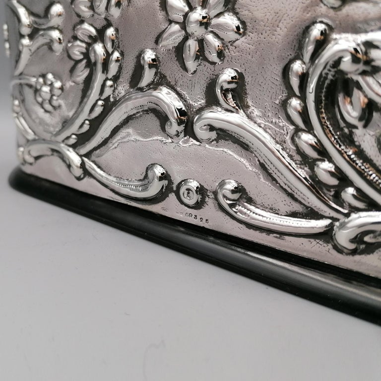 Wood 20th Century Italian Big Sterling Silver Envelope Holder For Sale