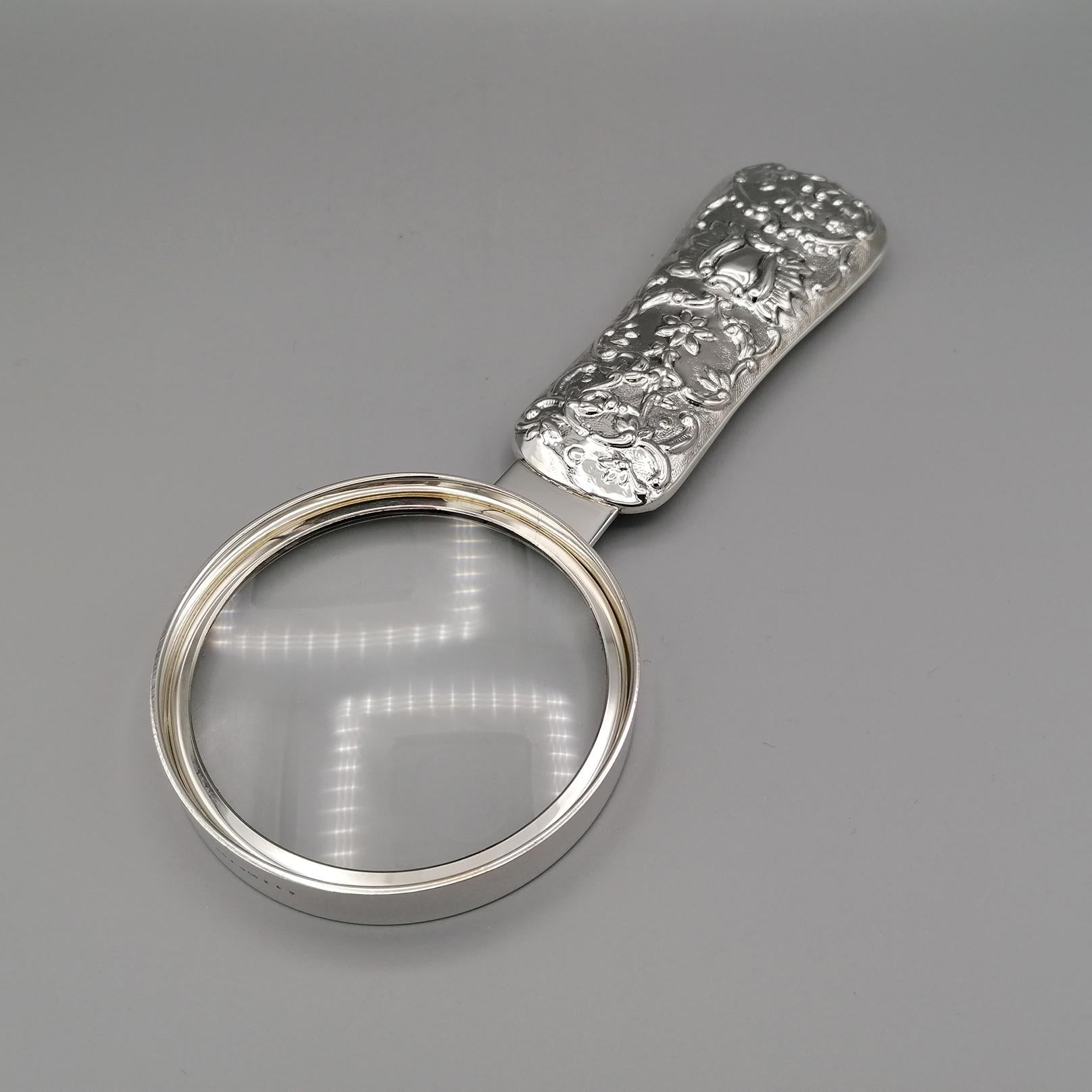 Other 20th Century Italian Big Sterling Silver Magnifying Lens For Sale