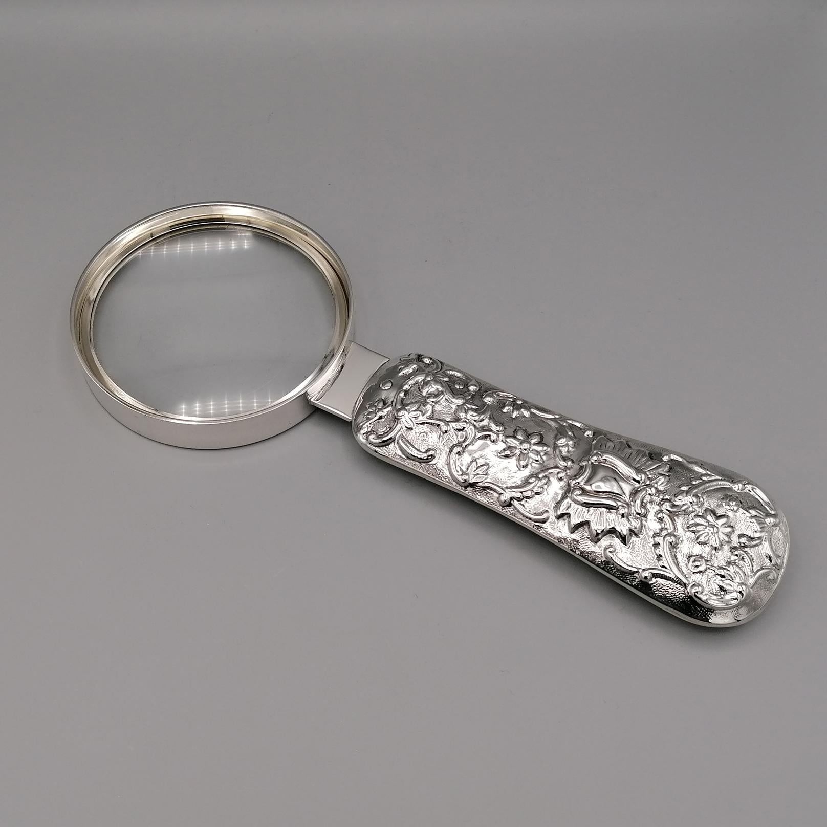 20th Century Italian Big Sterling Silver Magnifying Lens For Sale 2