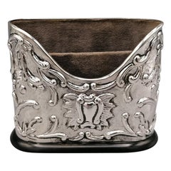 20th Century Italian Big Sterling Silver Paper Holder