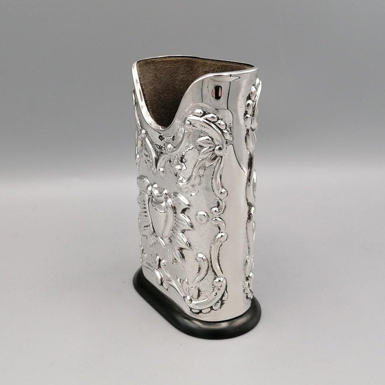 20th Century Italian Big Sterling Silver Pen Holder In Excellent Condition For Sale In VALENZA, IT
