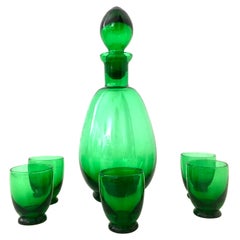 Vintage 20th Century Italian Blown Glass Drinks Set of Six Pieces