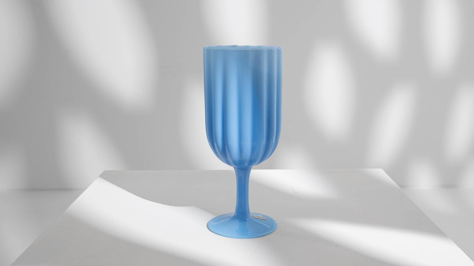 20th Century Italian Blue Glass Goblet For Sale 4