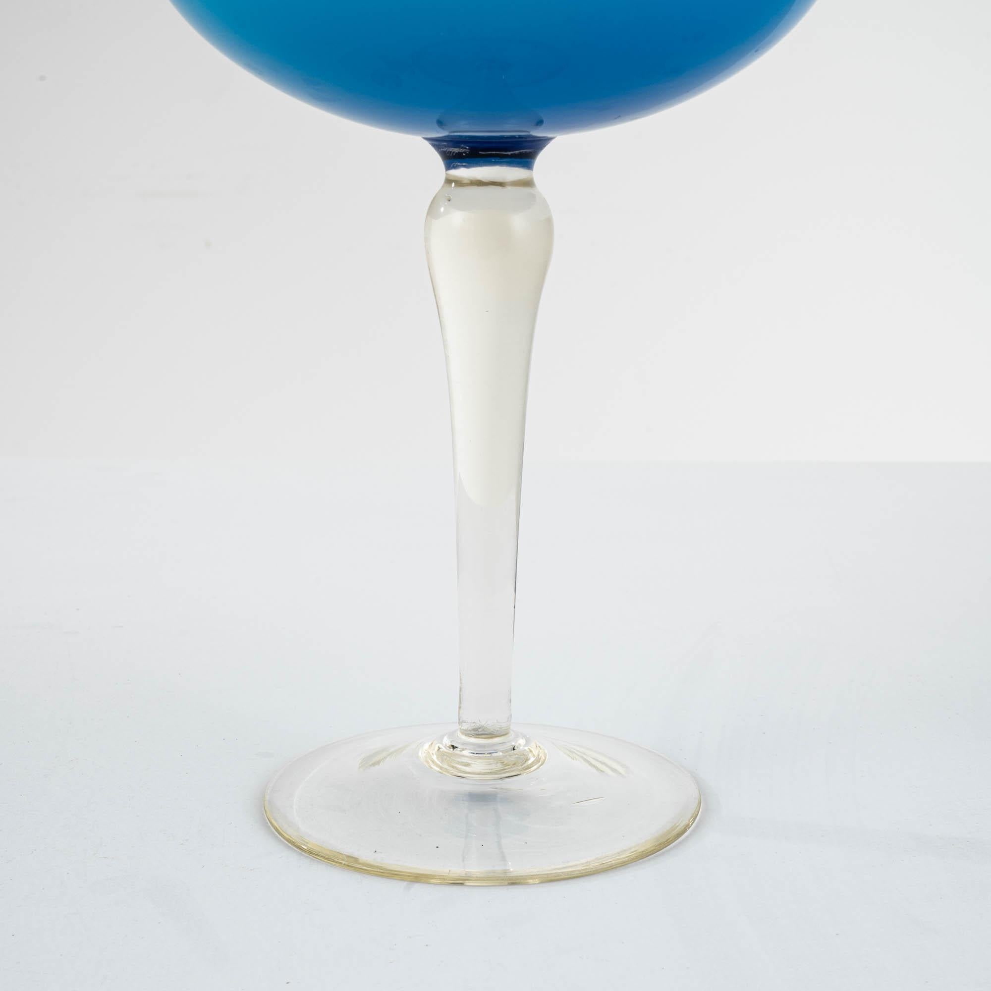 20th Century Italian Blue Glass Goblet For Sale 5