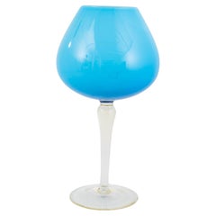 Vintage 20th Century Italian Blue Glass Goblet