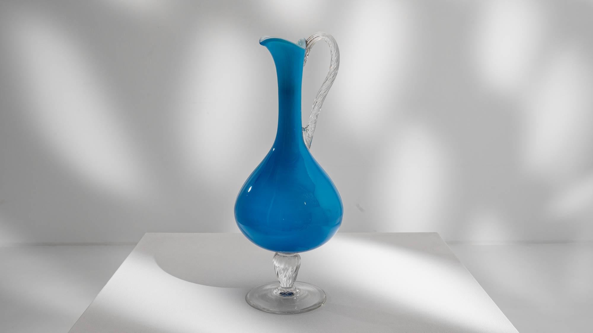 20th Century Italian Blue Glass Jug For Sale 6