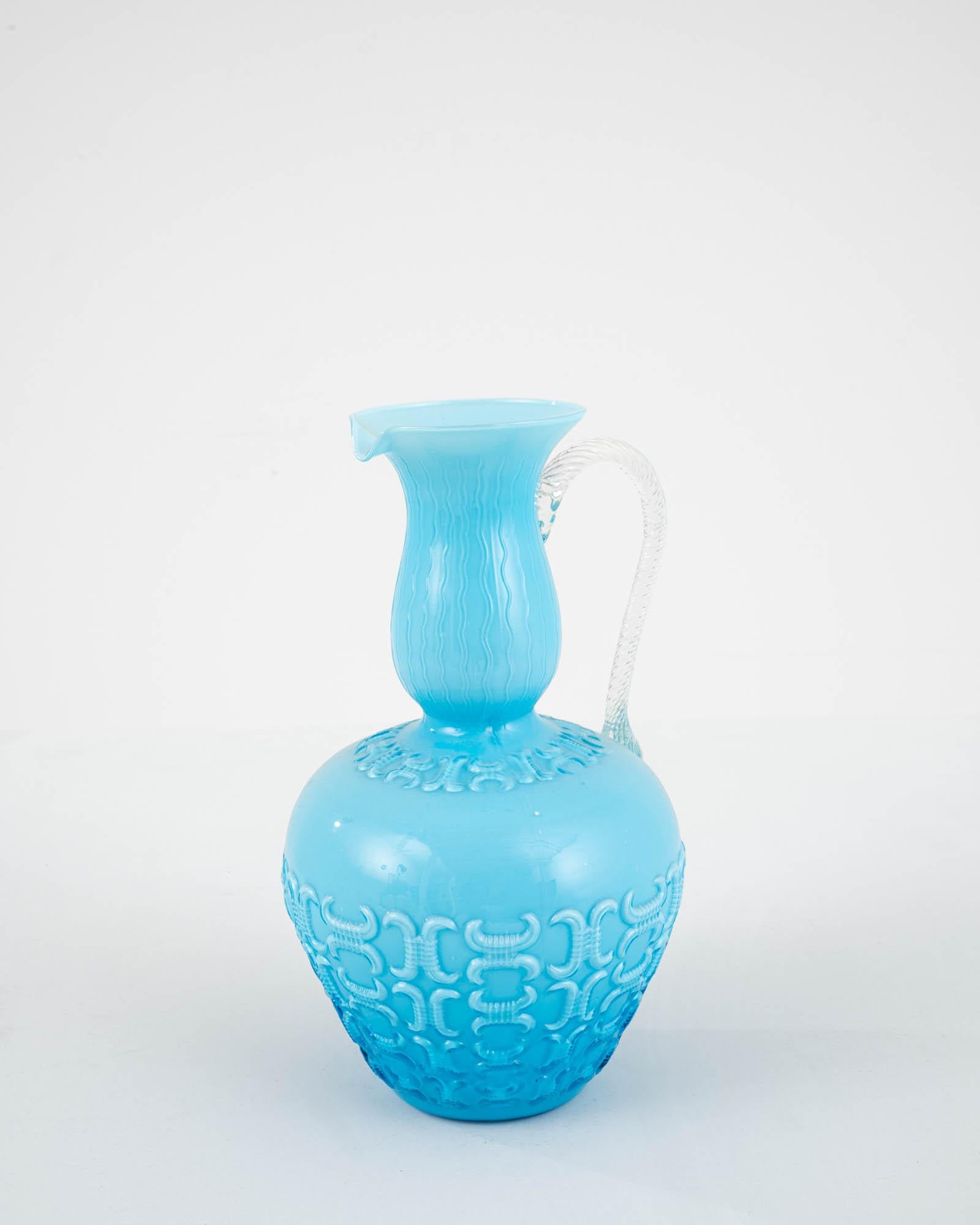 Pichet italien en verre bleu du 20ème siècle en vente 5