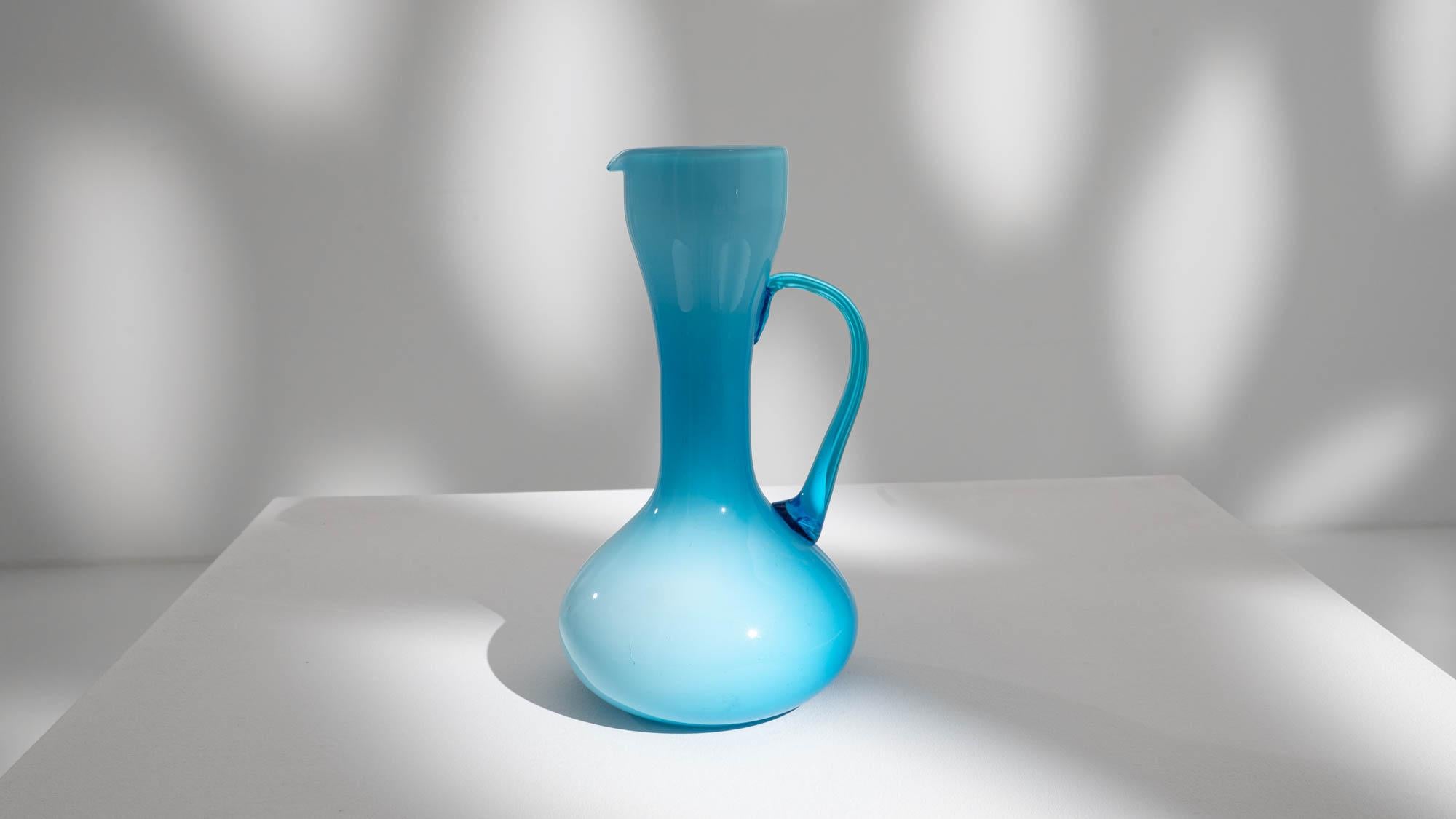 20th Century Italian Blue Glass Jug In Good Condition For Sale In High Point, NC
