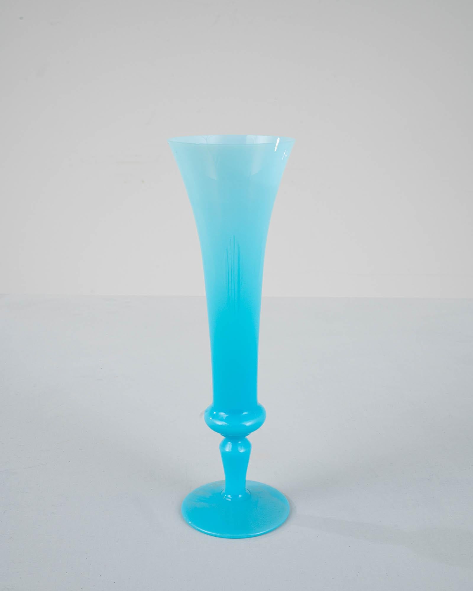 Opaline Glass 20th Century Italian Blue Glass Vase For Sale