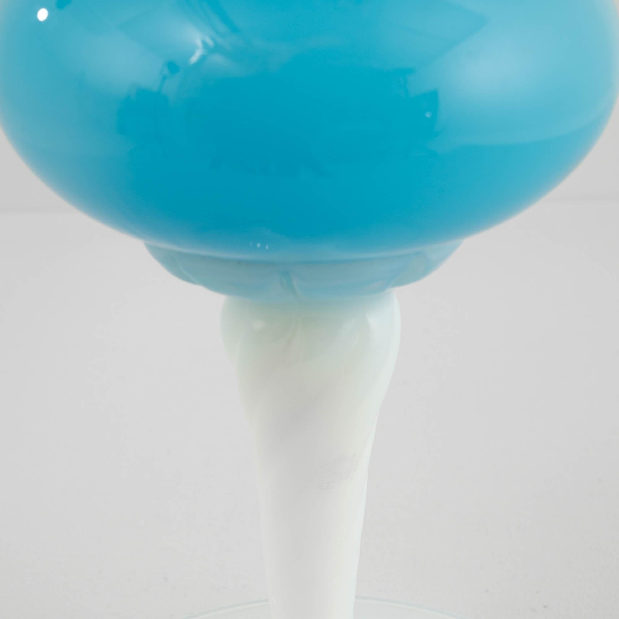 Opaline Glass 20th Century Italian Blue Glass Vase