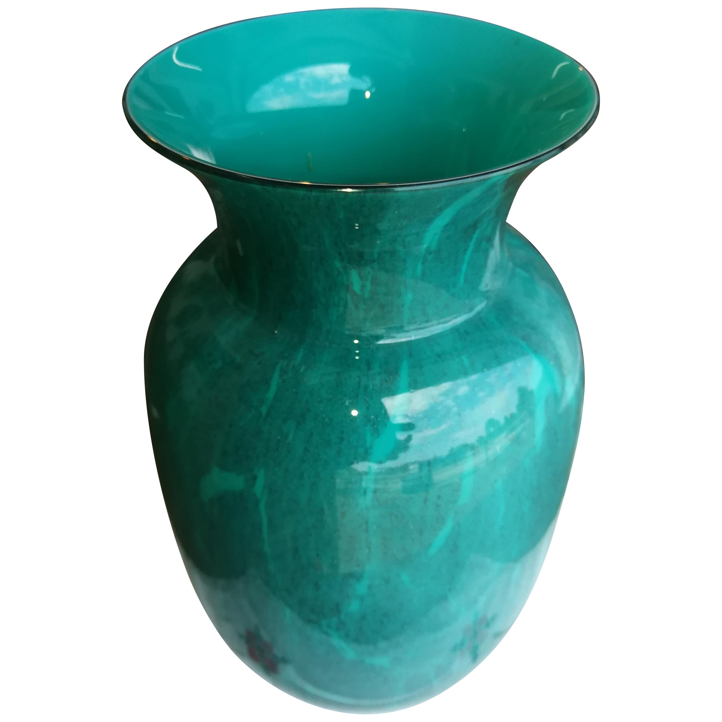 20th Century Italian Blue Glass Vase For Sale