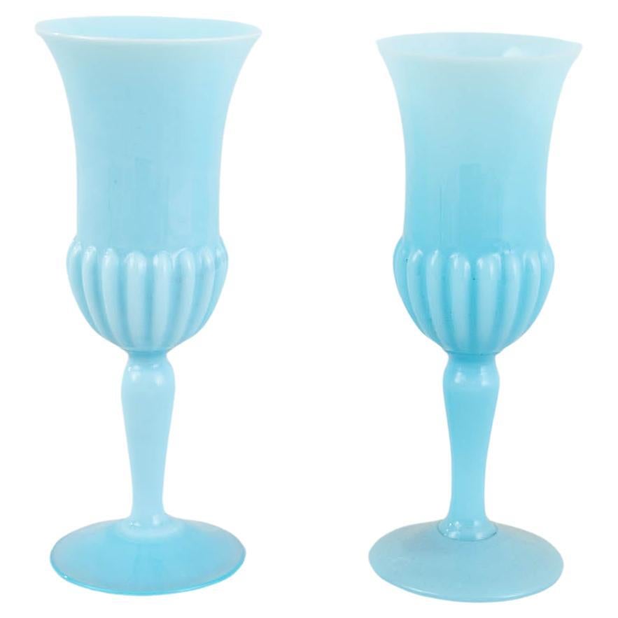 Set von 2 italienischen blauen Glasvasen aus dem 20. Jahrhundert