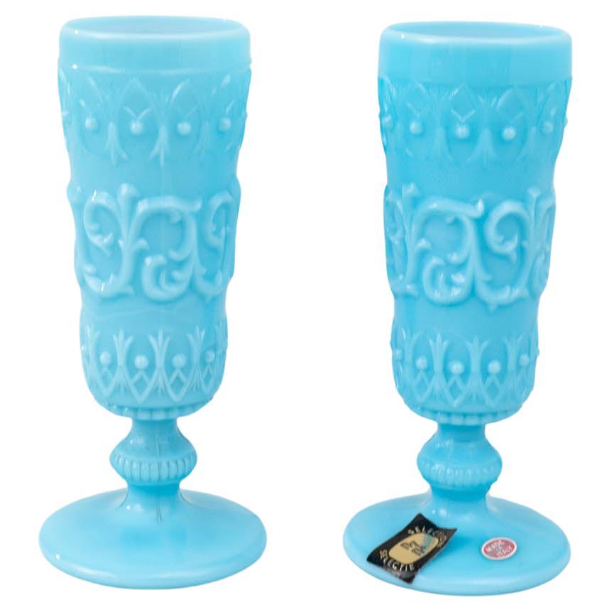 20th Century Italian Blue Glass Vase, Set of 2