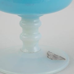 Italienische blaue Glasvase des 20. Jahrhunderts mit Deckel