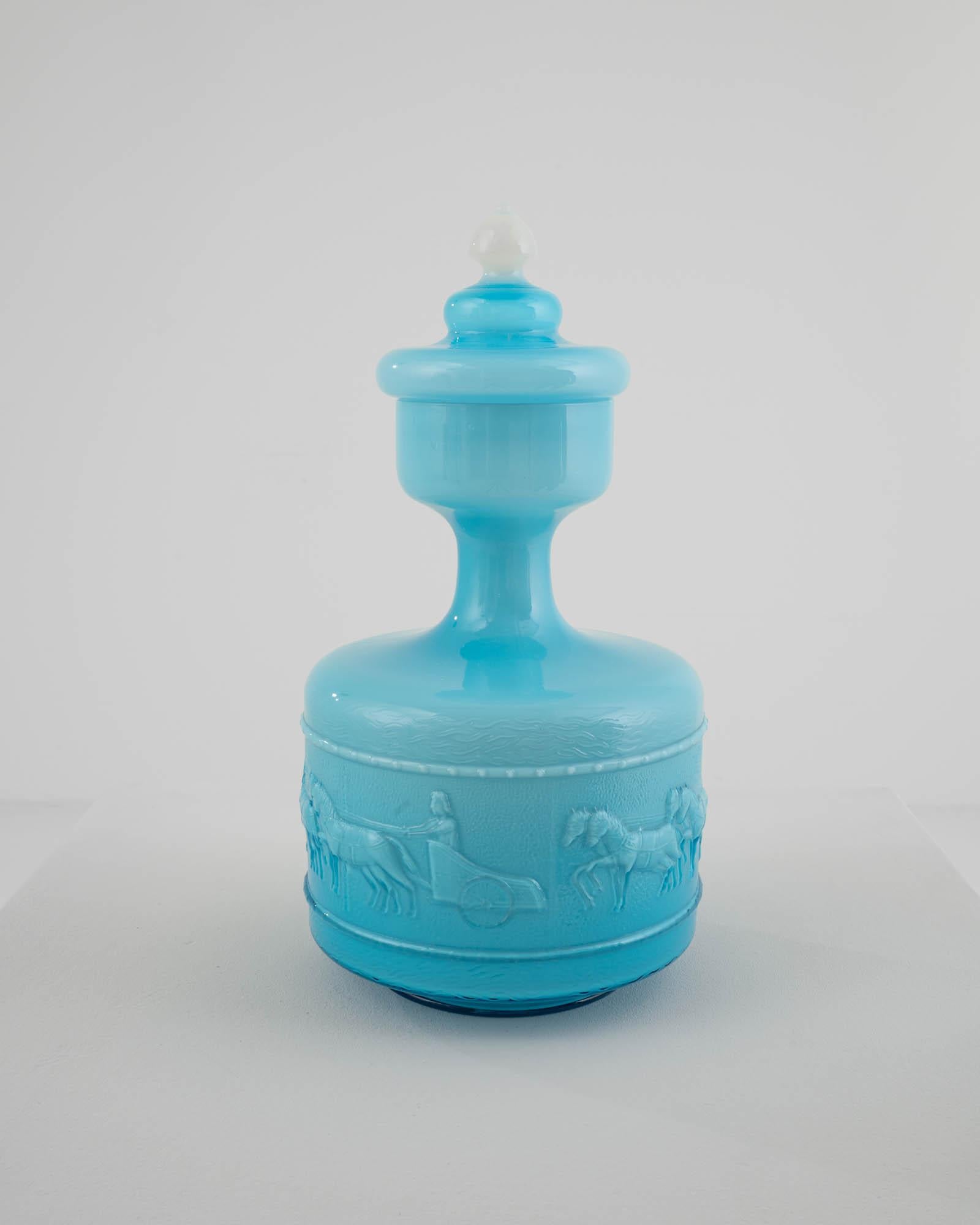20th Century Italian Blue Glass Vase with Lid For Sale 2