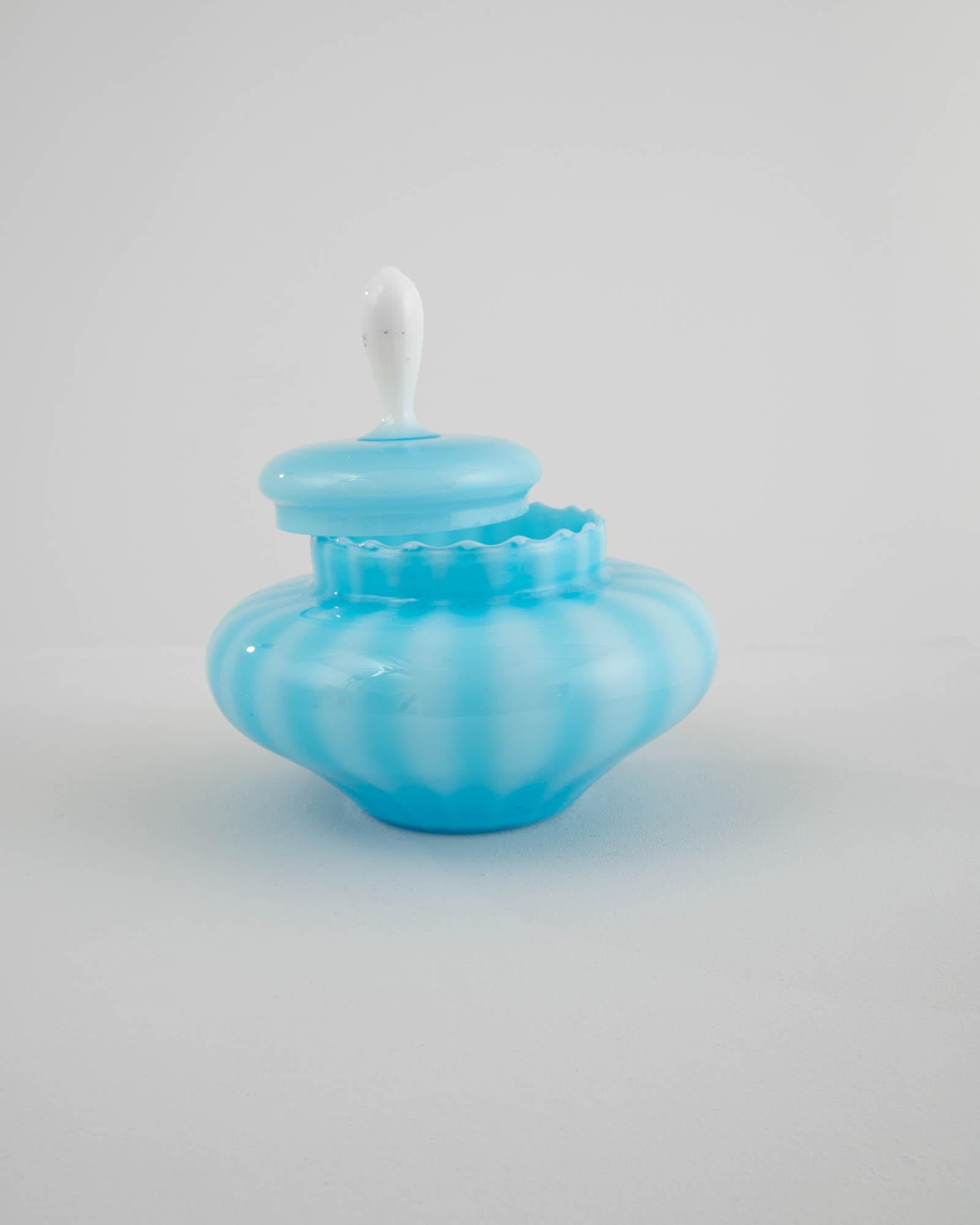 20th Century Italian Blue Glass Vase with Lid 4