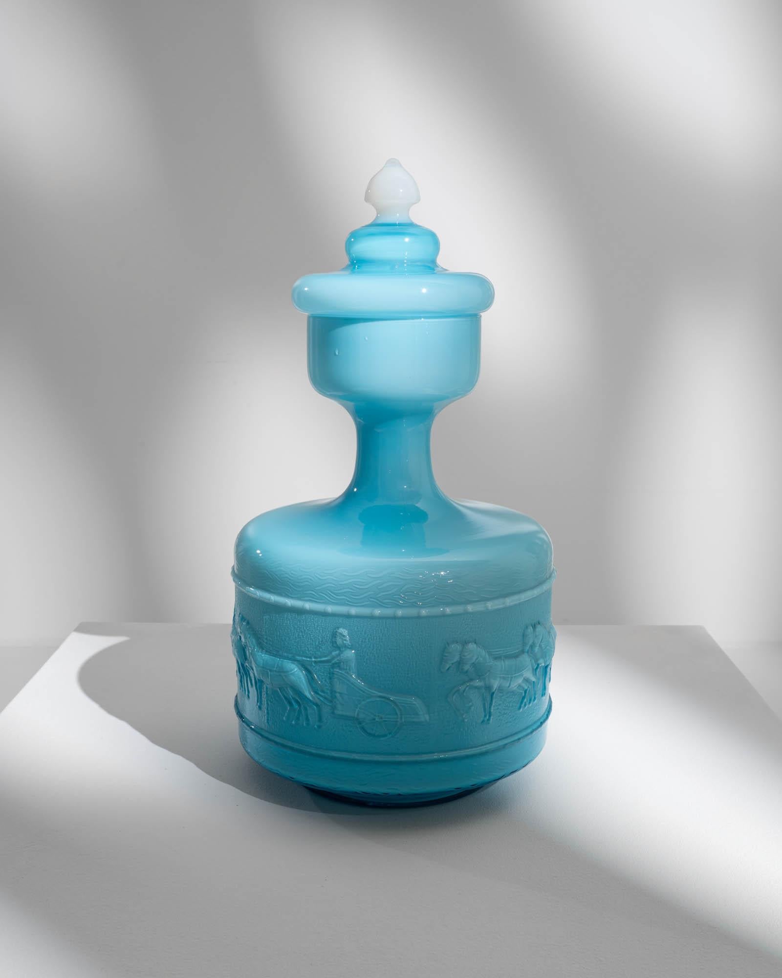 20th Century Italian Blue Glass Vase with Lid For Sale 4