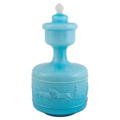 Vintage 20th Century Italian Blue Glass Vase with Lid