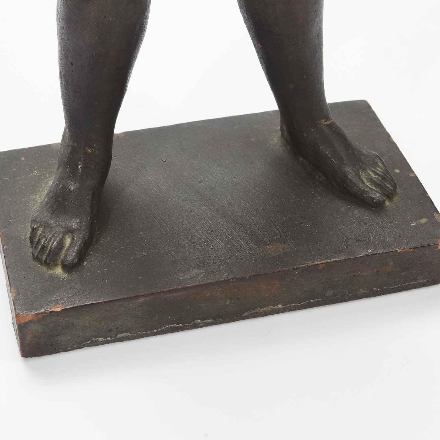 20th Century Italian Bolognese Naked Girl Sculpture with Fish and Net