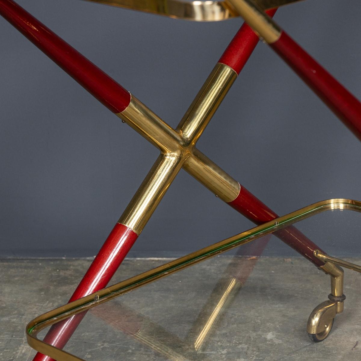 20th Century Italian Brass And Wood Drinks Trolley In The Manner Of Cesare Lacca 9