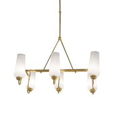 Lustre en verre italien du XXe siècle, plafonnier dans le style de Stilnovo