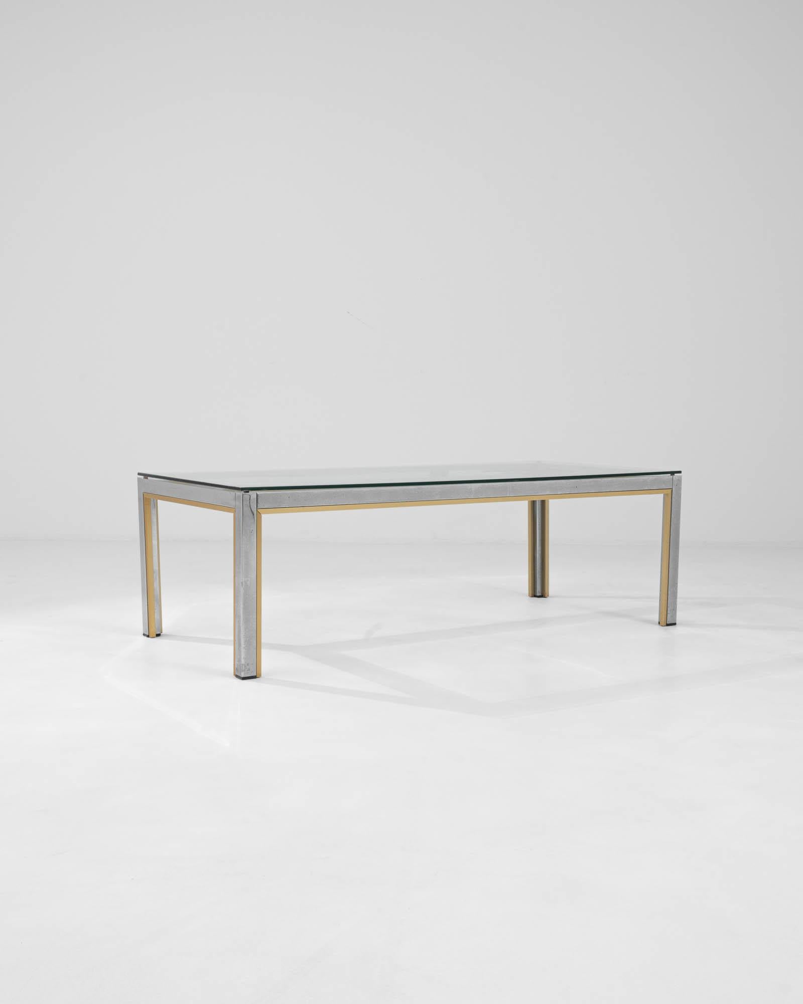 20th Century Italian Brass Coffee Table With Glass Top By Renato Zevi For Sale 1